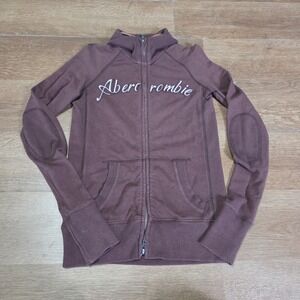 Y2k rare Abercrombie Fitch Womens Mock Neck Zip Sweatshirt Elbow Patches Size S